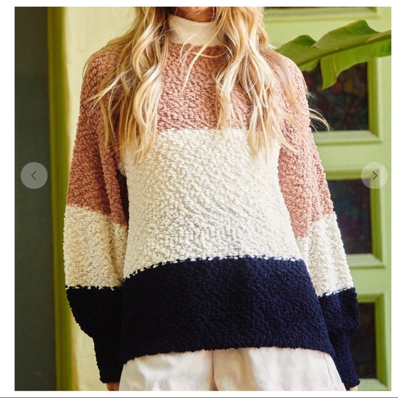 Boho Color block Fall Fabulous Popcorn Sweater - Picture 4 of 7